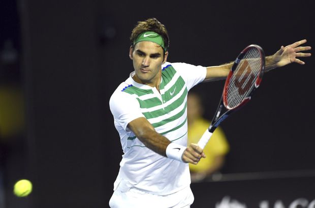 Roger Federer během semifinále Australian Open Roger Federer během semifinále Australian Open