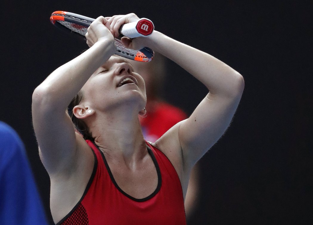 Simona Halepová a její radost po postupu do finále Australian Open