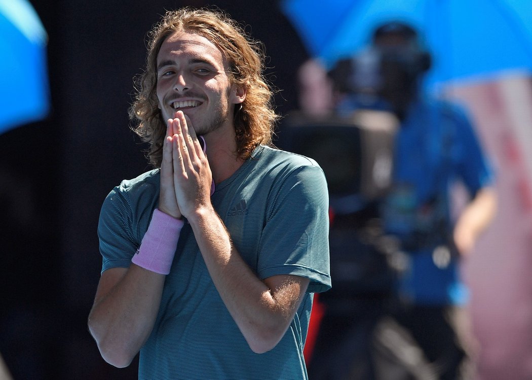 Stefanos Tsitsipas se raduje ze svého postupu do semifinále Australian Open