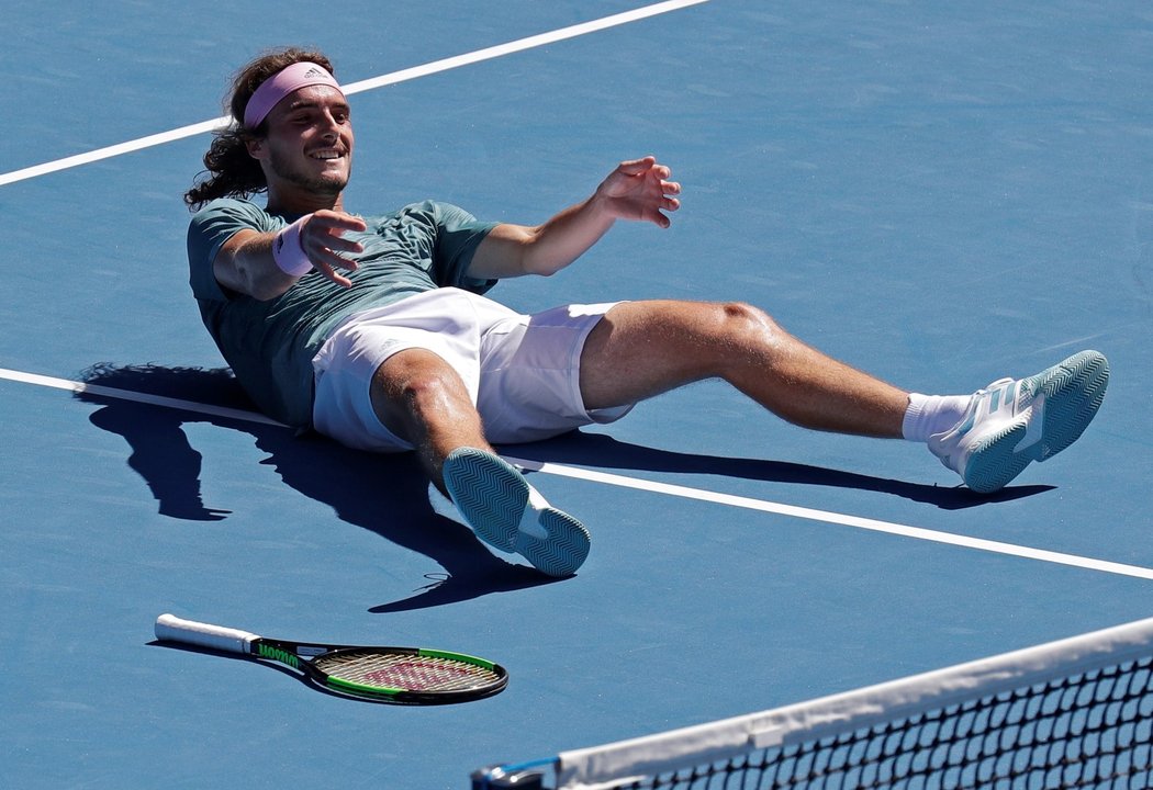 Další euforie pro řeckého mladíka. Stefanos Tsitsipas slaví svůj postup do semifinále Australian Open