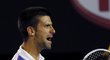 Novak Djokovič se rozčiluje po jedné z výměn proti Tomáši Berdychovi ve čtvrtfinále Australian Open