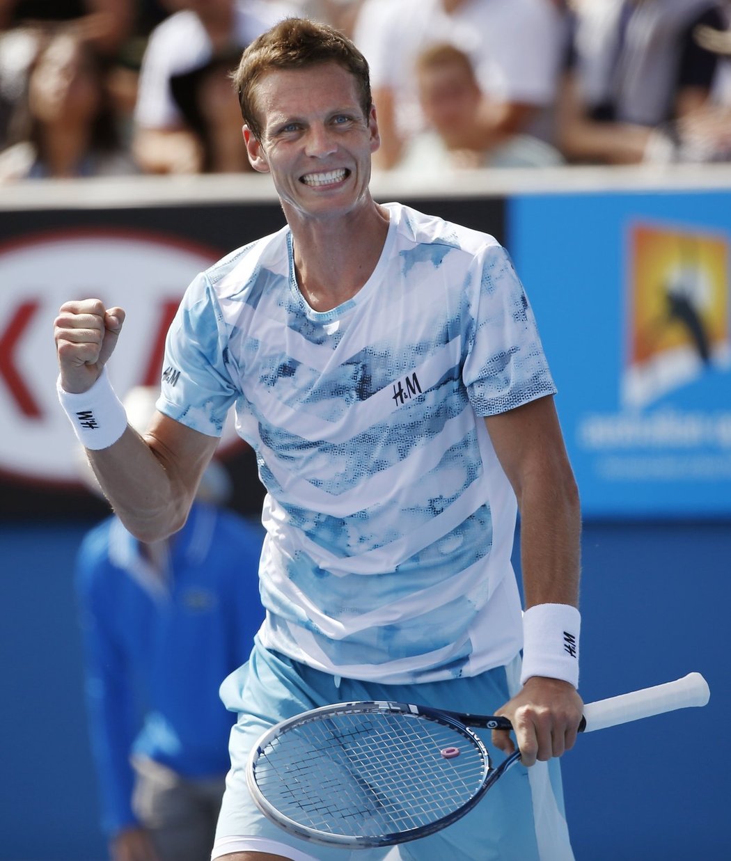 Tomáš Berdych se raduje z výhry v prvním kole Australian Open