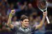 Roger Federer se raduje z postupu do finále turnaje v Basileji po vítězství nad Vaskem Pospisilem