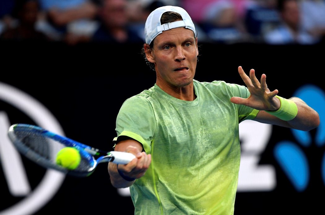 Český tenista Tomáš Berdych v utkání 1. kola Australian Open