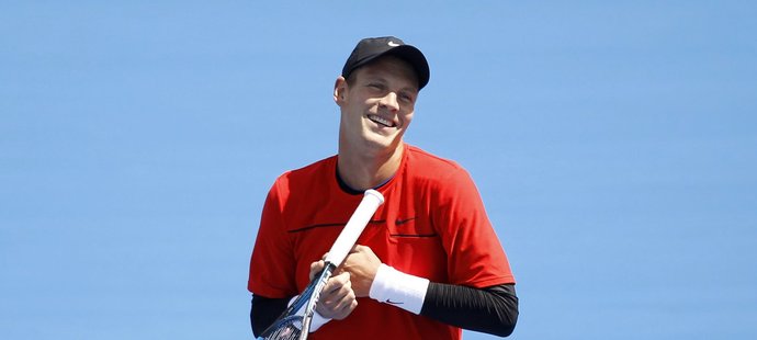 Tomáš Berdych si exhibici užíval.