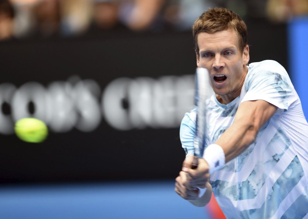 Tomáš Berdych během čtvrtfinále Australian Open proti Rafaelu Nadalovi