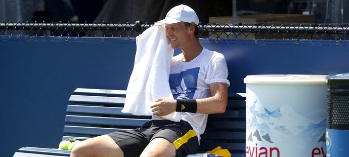 Tomáš Berdych při tréninku na US Open