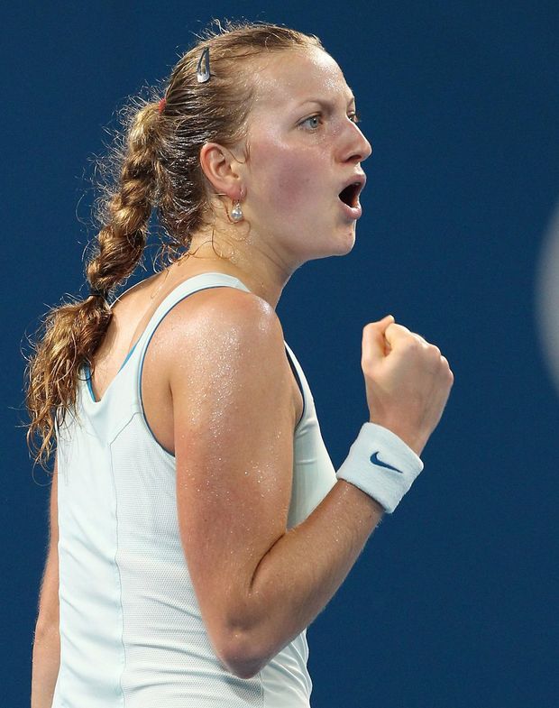 Petra Kvitová se raduje ve finále turnaje v Brisbane proti Němce Andree Petkovicové Petra Kvitová se raduje ve finále turnaje v Brisbane proti Němce Andree Petkovicové