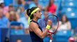 Francouzská tenistka Caroline Garciová se raduje z vyhraného gamu ve finále turnaje v Cincinnati