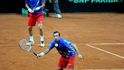 Čeští reprezentanti v akci. Berdych sleduje Štěpánkův volej na síti