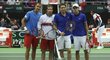 Rosol, Štěpánek, Mahut a Herbert před začátkem utkání