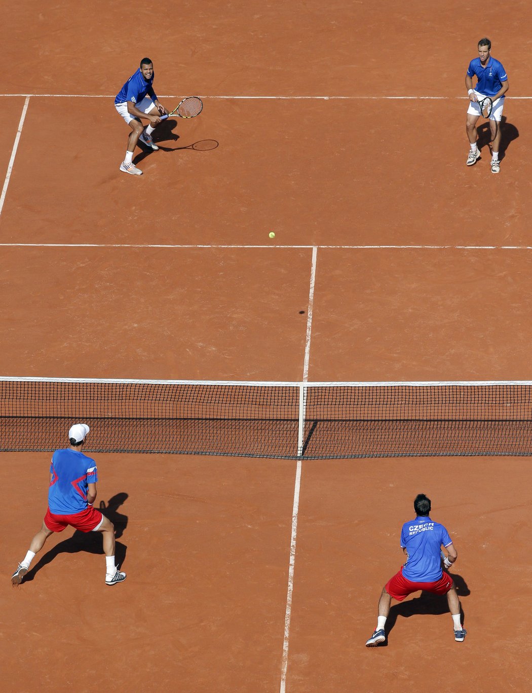 Davis Cup pokračoval čtyřhrou mezi českým a francouzským týmem