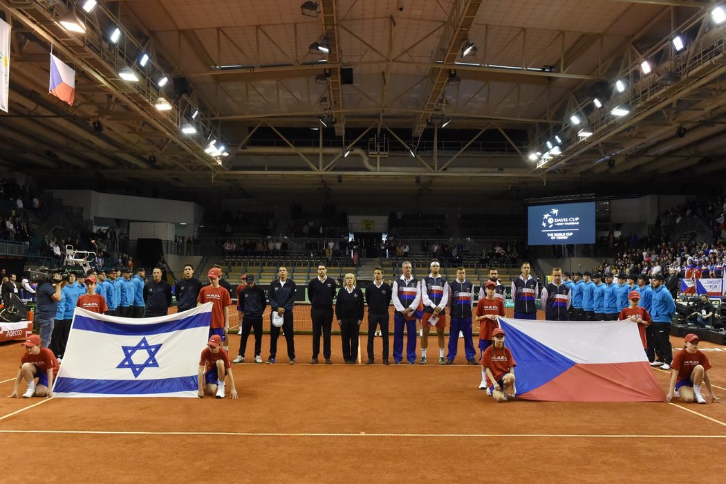 Zahájení daviscupového utkání mezi Českem a Izraelem