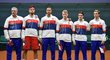 Čeští tenisté při zahájení daviscupového klání proti Slovensku