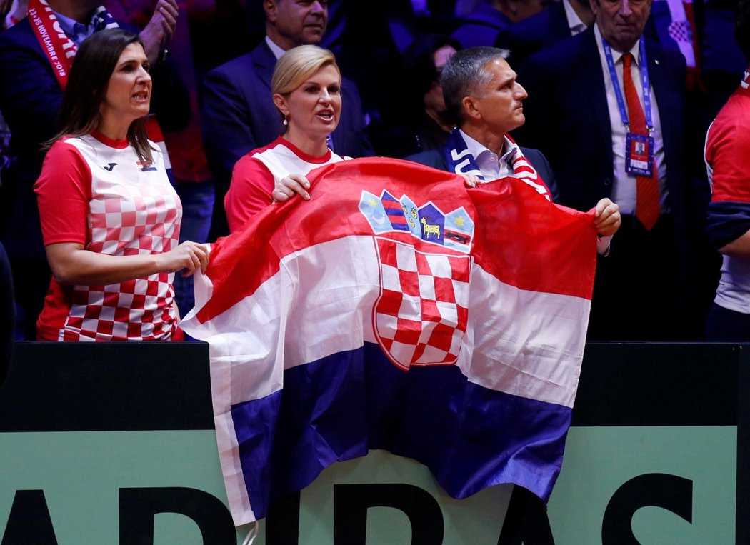 Chorvatská prezidentka mezi fanoušky daviscupového finále ve Francii