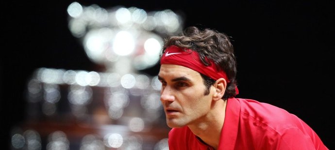 Roger Federer během zápasů za Švýcarsko v Davisově poháru