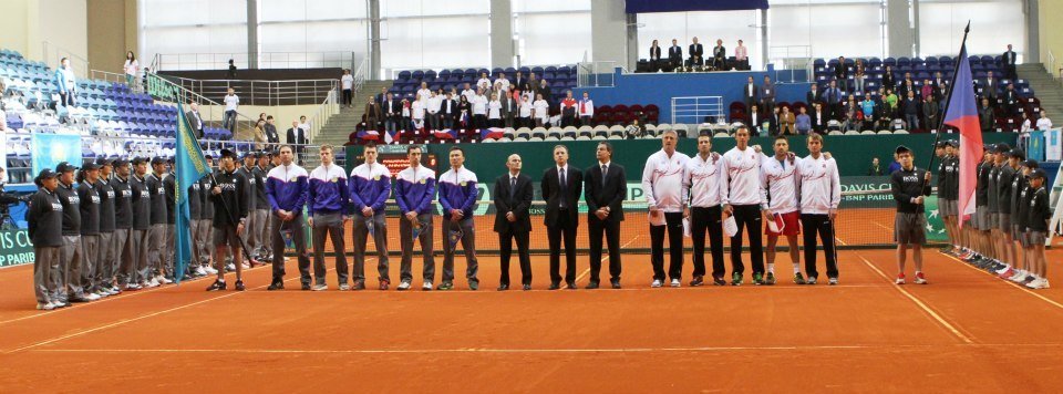 Zahájení čtvrtfinálového duelu Davis Cupu mezi Kazachstánem a Českem