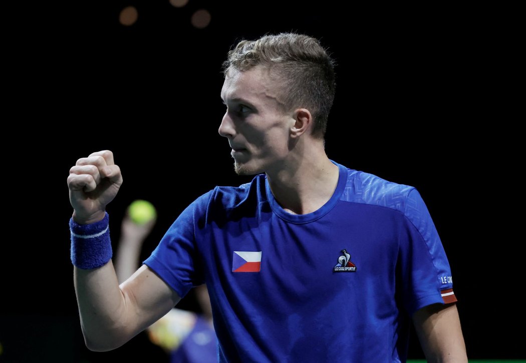 Reakce Jiřího Lehečky během zápasu Davis Cupu