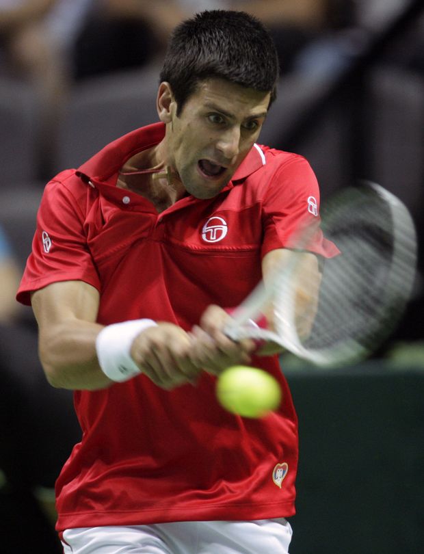 Novak Djokovič v utkání s Chorvatem Ljubičičem Novak Djokovič v utkání s Chorvatem Ljubičičem
