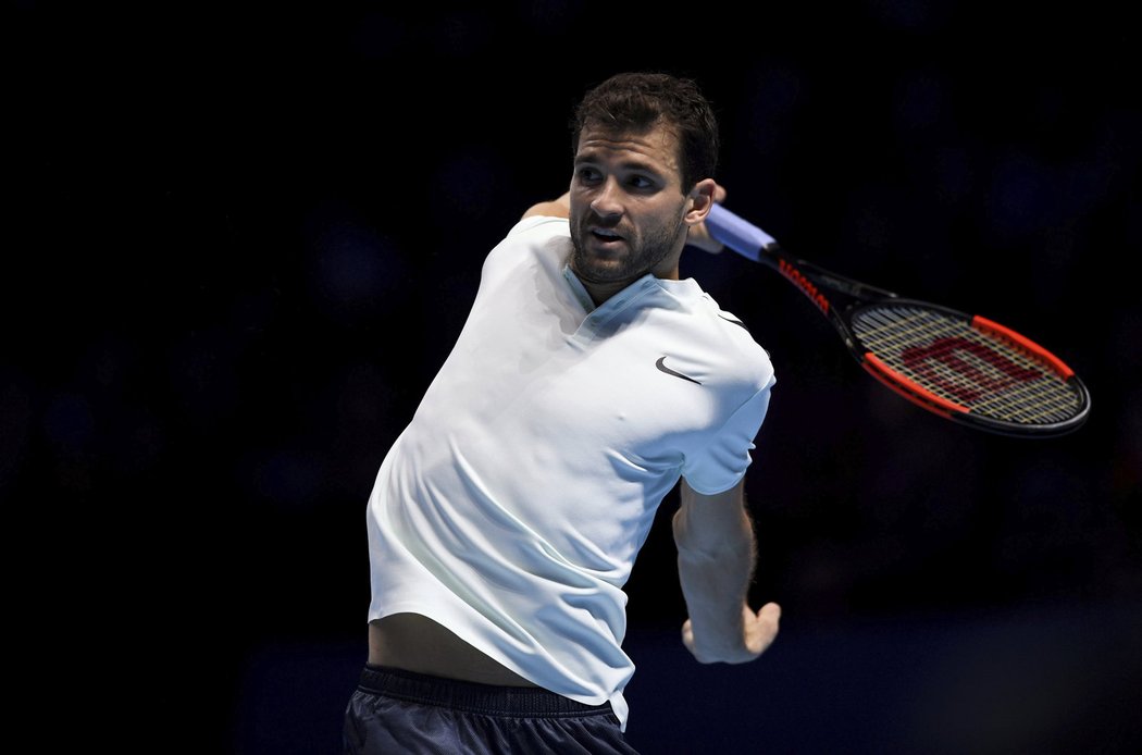 Grigor Dimitrov během utkání s Goffinem