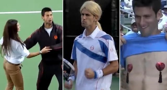 Šílené kousky Djokoviče: Tanečky, převleky i úder raketou do slabin Šílené kousky Djokoviče: Tanečky, převleky i úder raketou do slabin