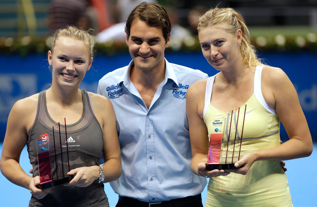 Hvězdné trio v sestavě Wozniacká, Federer, Šarapovová