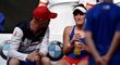 Česká tenistka Markéta Vondroušová během zápasu s Leylah Fernandezovou z Kanady
