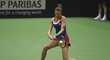 Česká tenistka Karolína Plíšková v zápase prvního kola Fed Cupu proti Garbiňe Muguruzaové