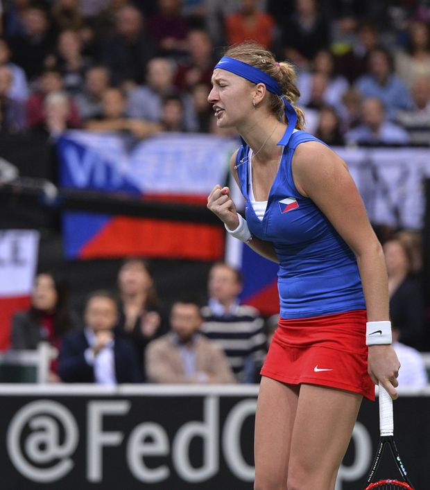 Petra Kvitová se hecuje v zápase proti Němce Angelique Kerberové Petra Kvitová se hecuje v zápase proti Němce Angelique Kerberové
