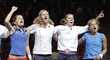 Radost českého týmu po výhře v semifinále Fed Cupu s Belgií