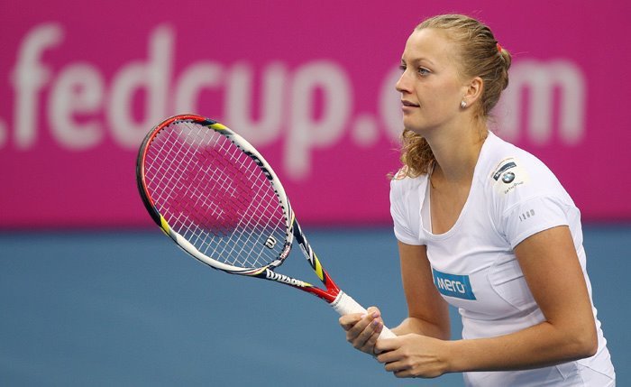 Petra Kvitová na tréninku před utkáním Fed Cupu s Německem,