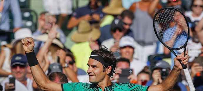 Švýcarský tenista Roger Federer poté, co ve čtvrtfinále turnaje v Miami porazil Tomáše Berdycha