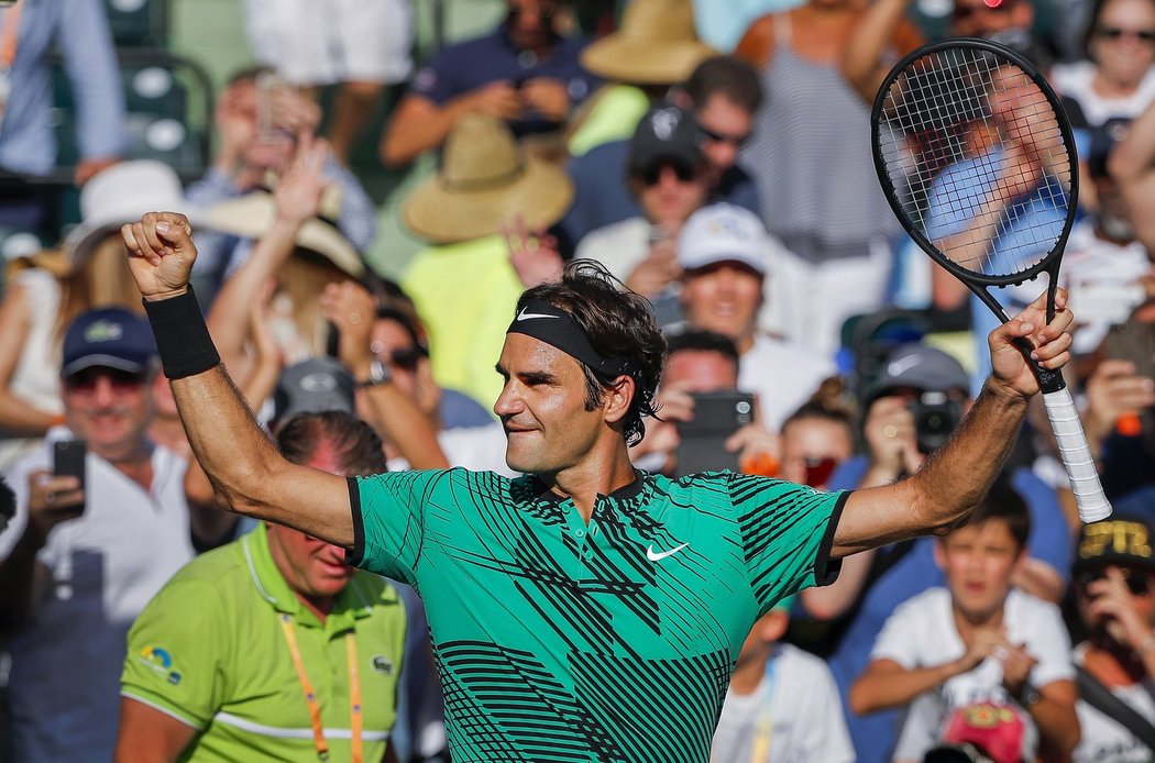 Švýcarský tenista Roger Federer poté, co ve čtvrtfinále turnaje v Miami porazil Tomáše Berdycha