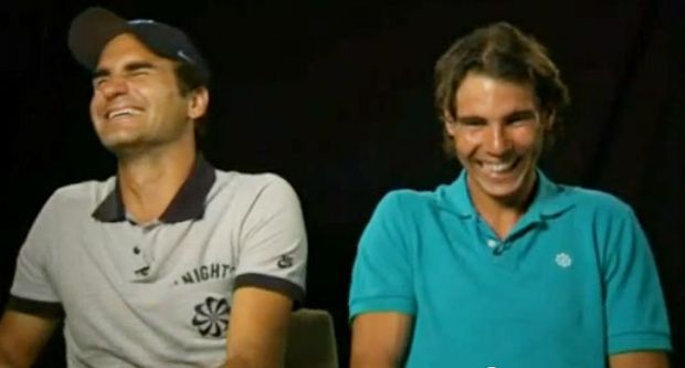 Nadal s Federerem si natáčení opravdu užili Nadal s Federerem si natáčení opravdu užili