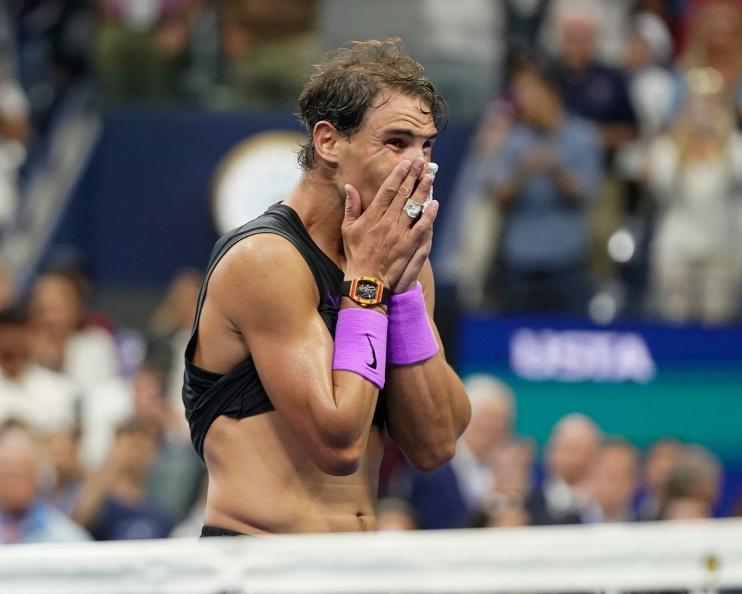 Španělský tenisový šampion Rafael Nadal krátce poté, co v roce 2019 ovládl US Open