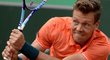 Tomáš Berdych a jeho soustředěný výraz při jedné z výměn