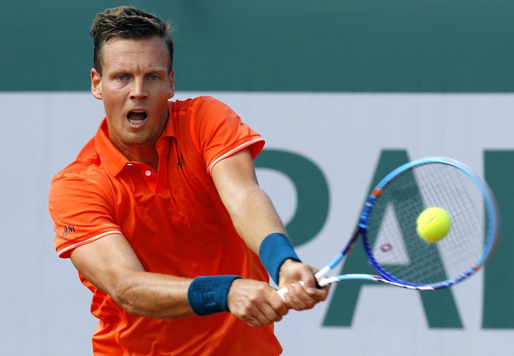 Tomáš Berdych v zápase s Radkem Štěpánkem