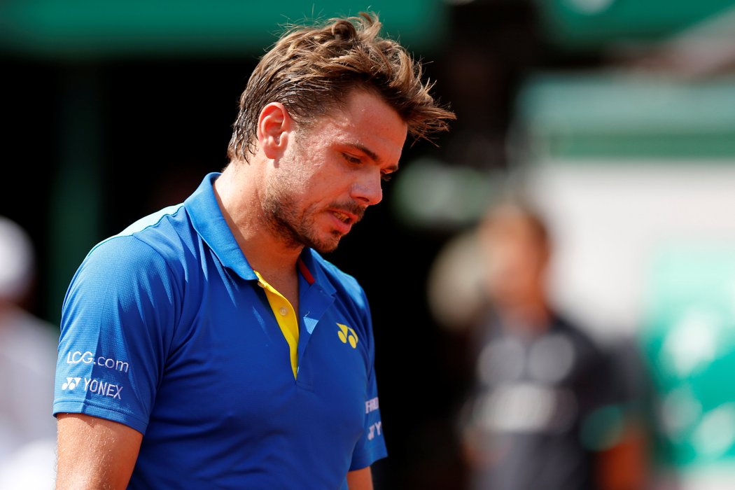 Stanislas Wawrinka během finálového utkání s Rafaelem Nadalem