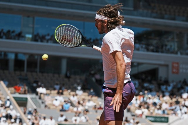 Stefanos Tsitsipas během finále French Open