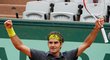 Radost Rogera Federera po vítězství nad Del Potrem