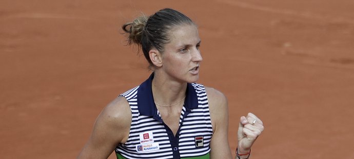 Česká tenistka Karolína Plíšková ve chvíli, kdy na French Open postoupila do druhého kola