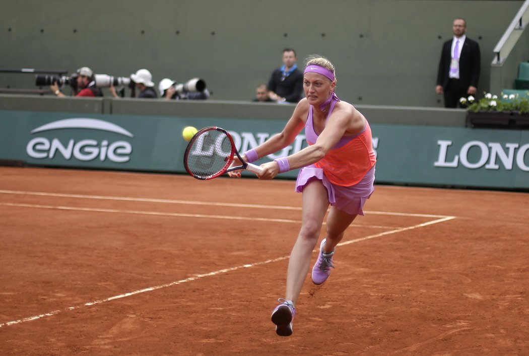 Petra Kvitová v zápase druhého kola French Open proti Španělce Espinosové