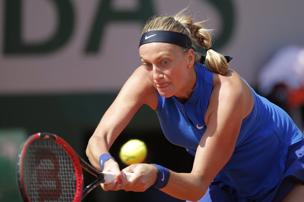 Petra Kvitová během zápasu druhého kola na French Open