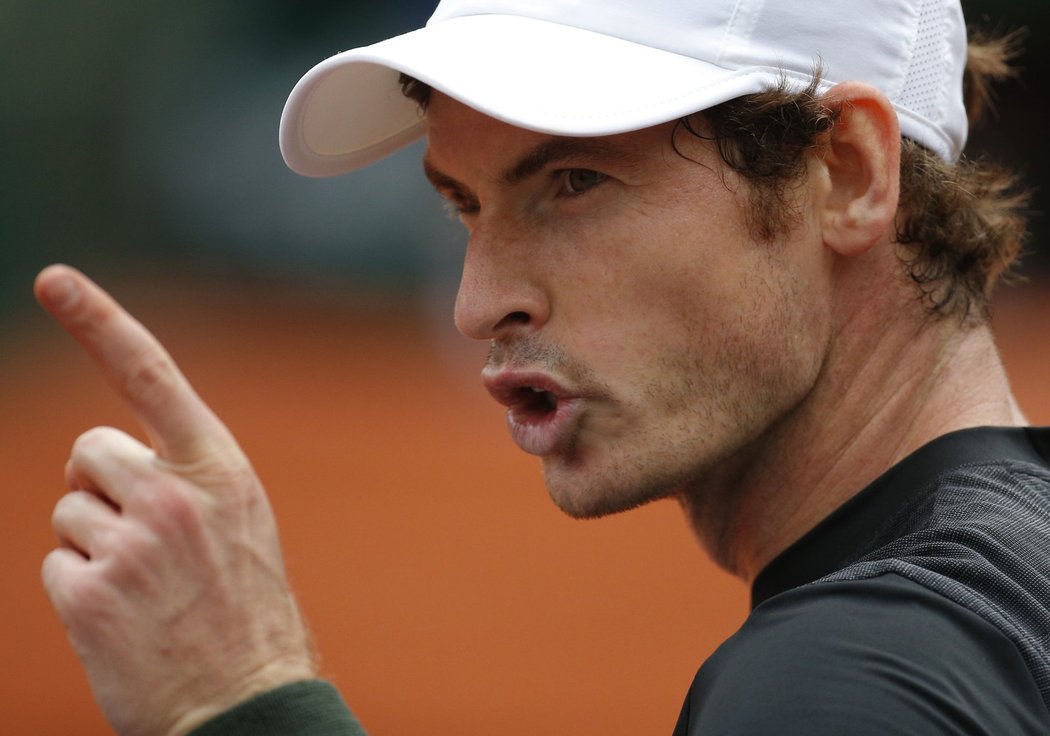 Britský tenista Andy Murray v zápase s Radkem Štěpánkem hodně gestikuloval