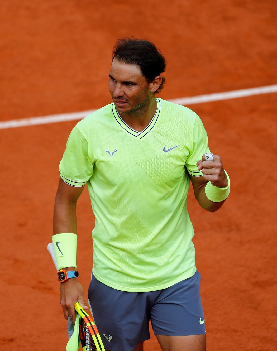 Rafael Nadal během čtvrtfinále French Open