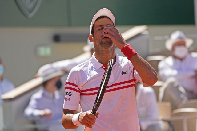 Novak Djokovič během finále French Open