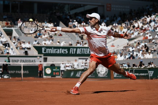 Novak Djokovič během finále French Open