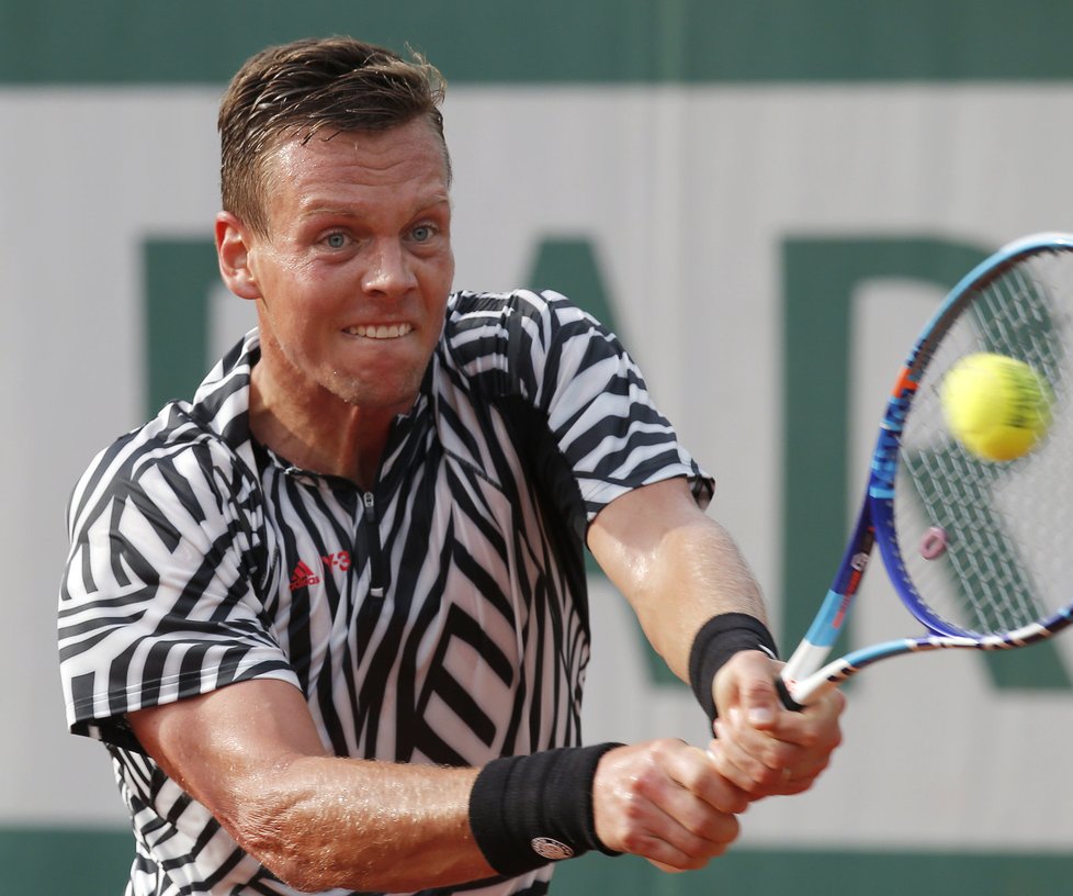 Tomáš Berdych v zápase třetího kola French Open