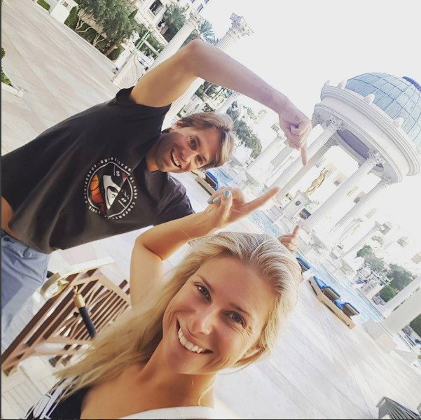 Andrea Hlaváčková s přítelem Fabriziem Sestinim na dovolené v Las Vegas.