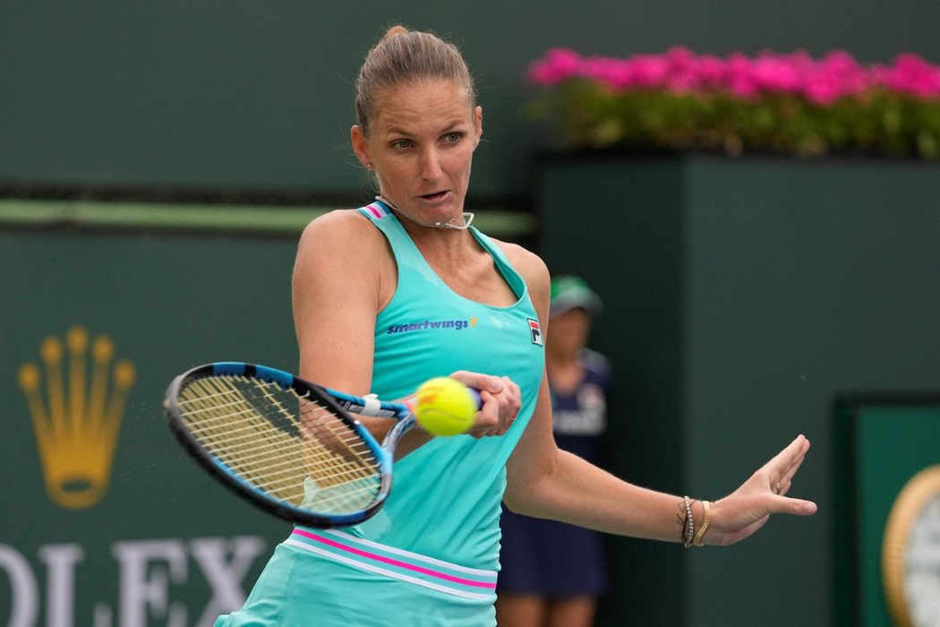 Karolína Plíšková v zápase proti Marii Sakkariové v Indian Wells